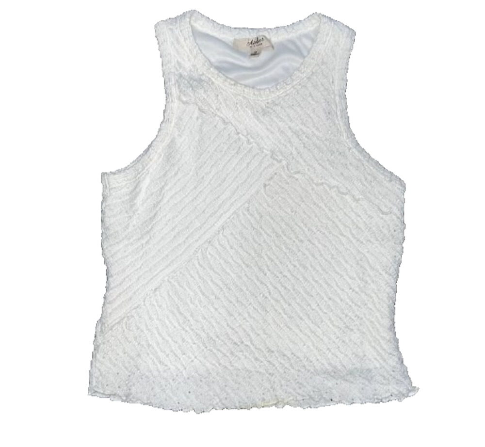 Anthropologie Atelier White Textured Women's Tank Top Medium A005860